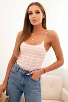Kesi Dámská pruhovaná tílko v pudrově růžové barvě