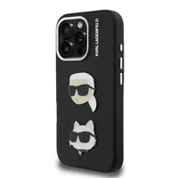 Zadní kryt Karl Lagerfeld Grained PU K&CH Heads pro Apple iPhone 16 Pro Max, šedá