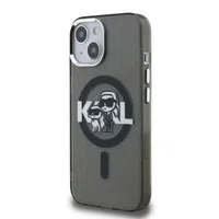 Zadní kryt Karl Lagerfeld IML Glitter Karl and Choupette Sketch MagSafe pro Apple iPhone 15, černá