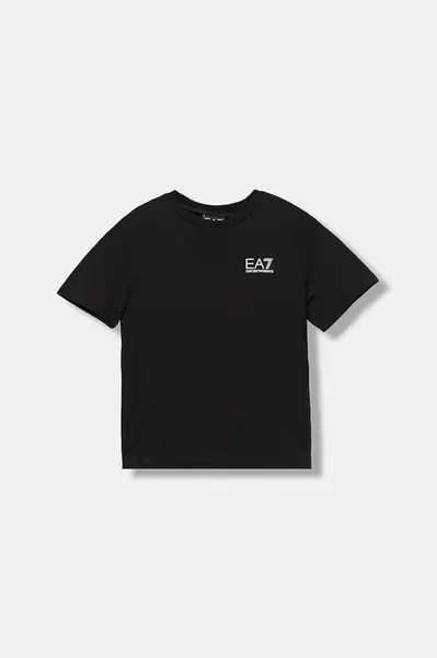 Dětské bavlněné tričko EA7 Emporio Armani černá barva, s potiskem, 7B000020 AF10378