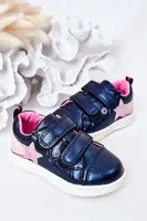 PE1 Dětské Kožené Sportovní Obuv S Duhou Tmavě Modré Jasmine
