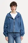 Bavlněná bunda Tommy Jeans tmavomodrá barva, přechodná, oversize, DW0DW21064