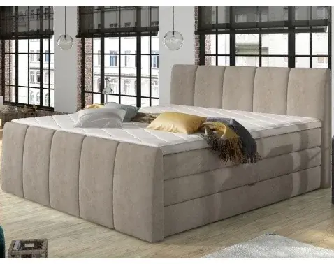 Postel boxspring Fresco 180x200 cm, béžová látka