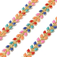 Brass Enamel Leaf Link Chains