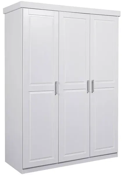 Třídveřová šatní skříň z masivu guliver - bílá