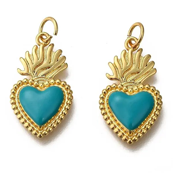 Golden Tone Brass Enamel Pendants