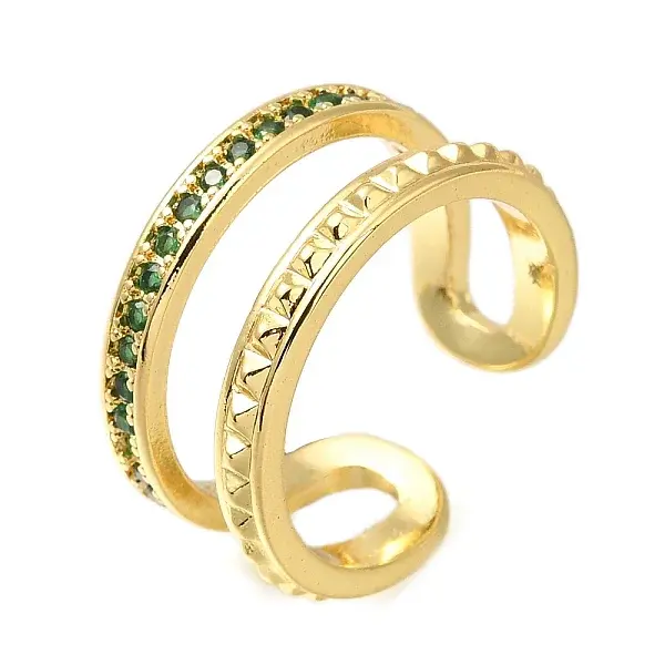 Rack Plating Brass Micro Pave Cubic Zirconia Open Cuff Rings for Women