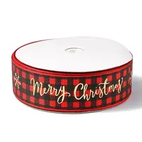 1 Roll Christmas Printed Polyester Grosgrain Ribbons