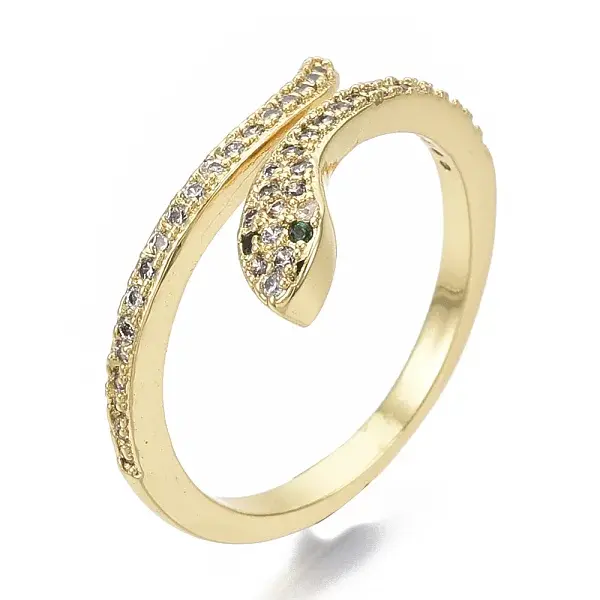 Brass Micro Pave Cubic Zirconia Cuff Rings