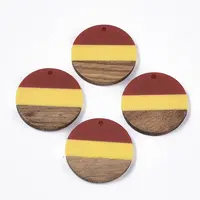 Tri-color Resin & Walnut Wood Pendants