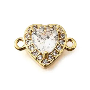 Brass Clear Cubic Zirconia Connector Charms