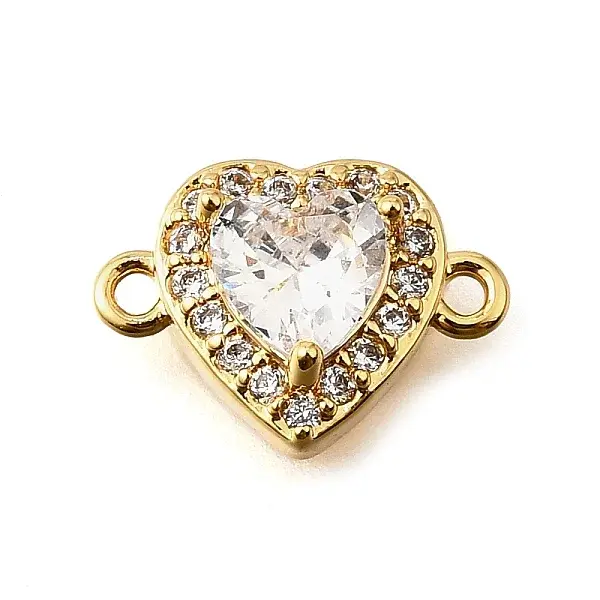 Brass Clear Cubic Zirconia Connector Charms