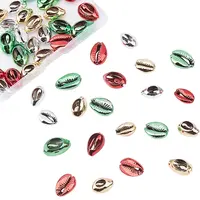 48Pcs 4 Colors Electroplated Cowrie Shell Beads