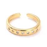 Brass Micro Pave Clear Cubic Zirconia Cuff Rings
