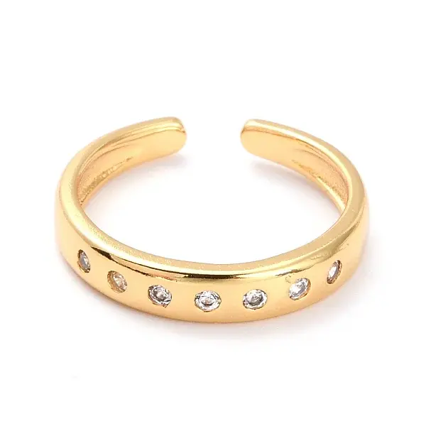 Brass Micro Pave Clear Cubic Zirconia Cuff Rings