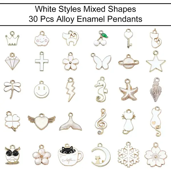 30Pcs 30 Styles Alloy Enamel Charms