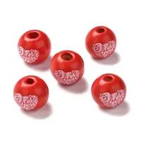 Printed Wood European Beads
