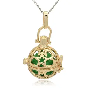Golden Tone Brass Hollow Round Cage Pendants