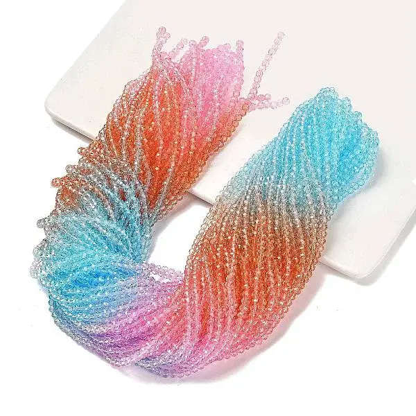 Transparent Painted Glass Beads Strands