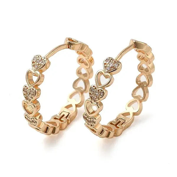 Brass Micro Pave Cubic Zirconia Hoop Earrings for Women