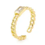 Cubic Zirconia Rectangle Open Cuff Ring