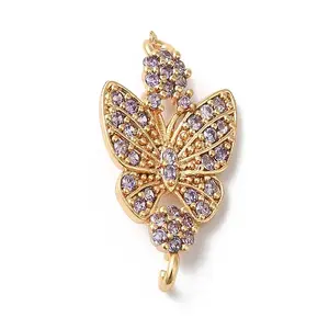 Brass Micro Pave Cubic Zirconia Connector Charms