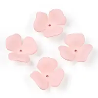 3-Petal Spray Painted Acrylic Bead Caps