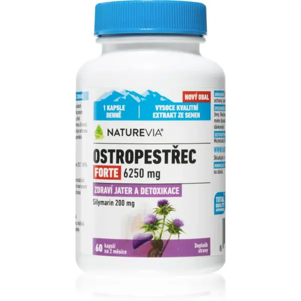 NatureVia Ostropestřec Forte kapsle pro podporu zdraví jater 60 cps