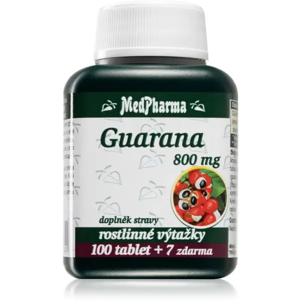 MedPharma Guarana 800 mg tablety pro podporu snížení míry únavy a vyčerpání 107 tbl