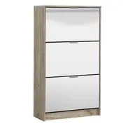 Výklopný botník 3-dvířkový se zrcadlem vincent - dub šedý