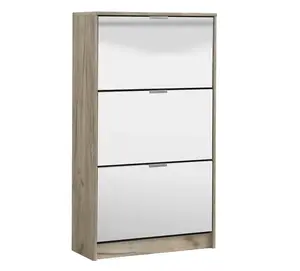 Výklopný botník 3-dvířkový se zrcadlem vincent - dub šedý