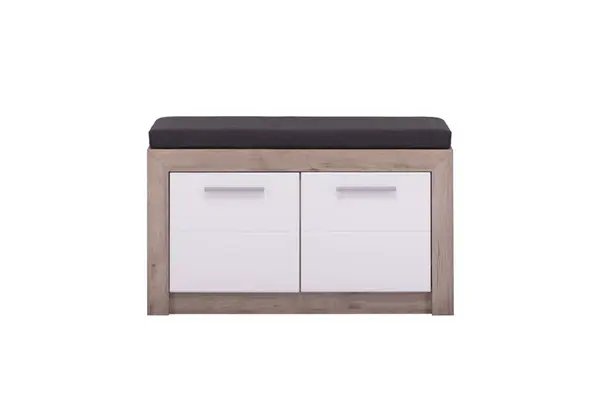 Lavice s úložným prostorem a sedákem shine - dub šedý/bílá