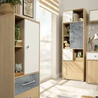 Set komody s knihovnou barney - dub/šedá/bílá