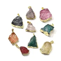 Raw Rough Natural Dyed Quartz Crystal Pendants