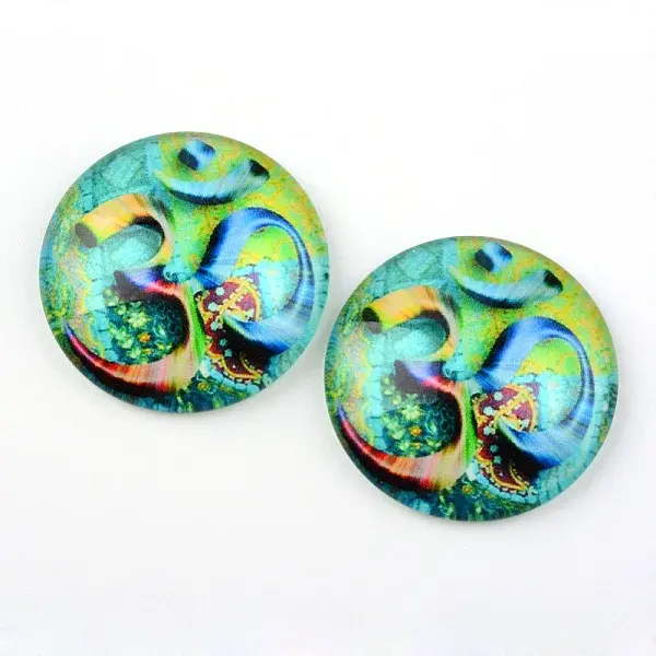 Yoga Theme Glass Cabochons