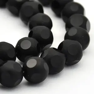 Frosted Glass Round Bead Strands