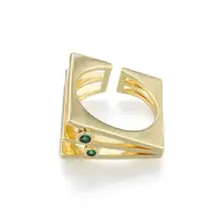 Cubic Zirconia Square Triple Layer Open Cuff Ring