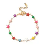 Enamel Star & Heart Link Chain Bracelet