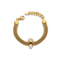 304 Stainless Steel Popcorn Chains Triple Layer Multi-strand Bracelet