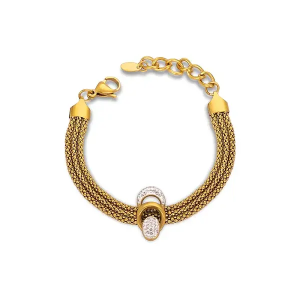 304 Stainless Steel Popcorn Chains Triple Layer Multi-strand Bracelet