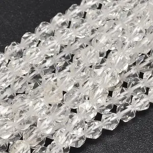 Faceted Natural Quartz Crystal Beads Strands