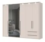 Šestidvéřová šatní skříň baptiste se zrcadlem, led a zásuvkami -
