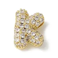 Brass Micro Pave Cubic Zirconia Beads