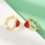 Heart Brass Enamel Hoop Earrings