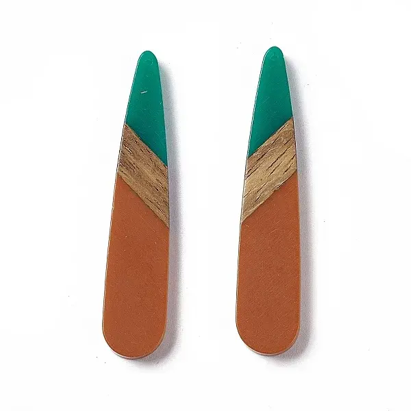 Opaque Resin & Walnut Wood Big Pendants