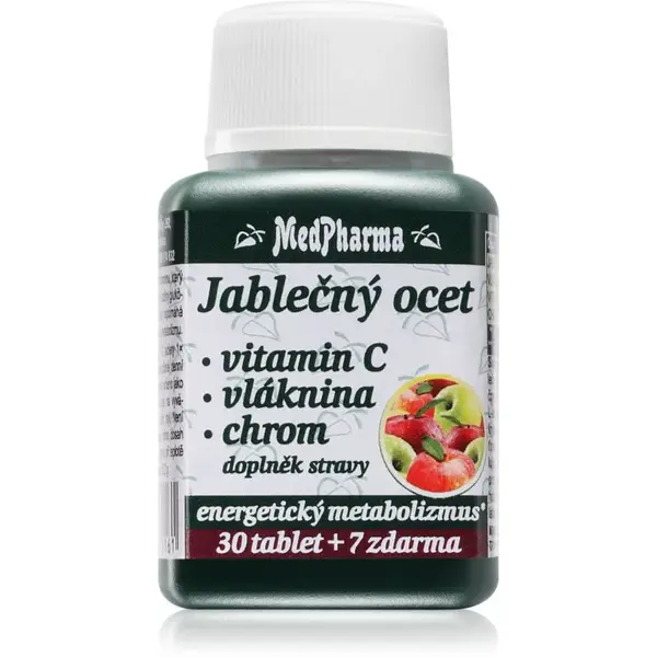 MedPharma Jablkový ocot + vláknina + vitamín C + chróm tablety na podporu metabolizmu 37 tbl