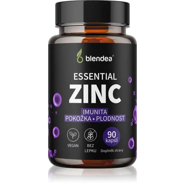 Blendea Essential Zinc kapsuly na podporu imunitného systému, pre krásne vlasy, pleť a normálny stav zubov 90 cps