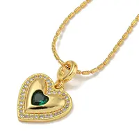 Brass Pave Cubic Zirconia Peach Heart Pendant Necklaces for Women