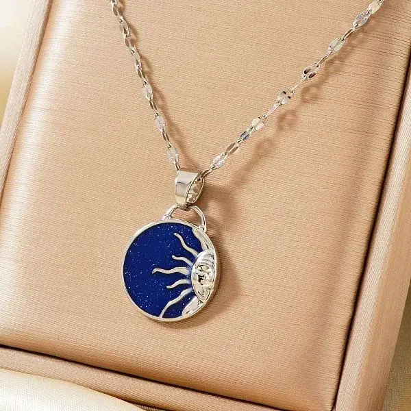 Hip-hop Style Sun Brass Enamel Pendant Necklaces for Women