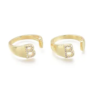 Brass Micro Pave Clear Cubic Zirconia Cuff Rings